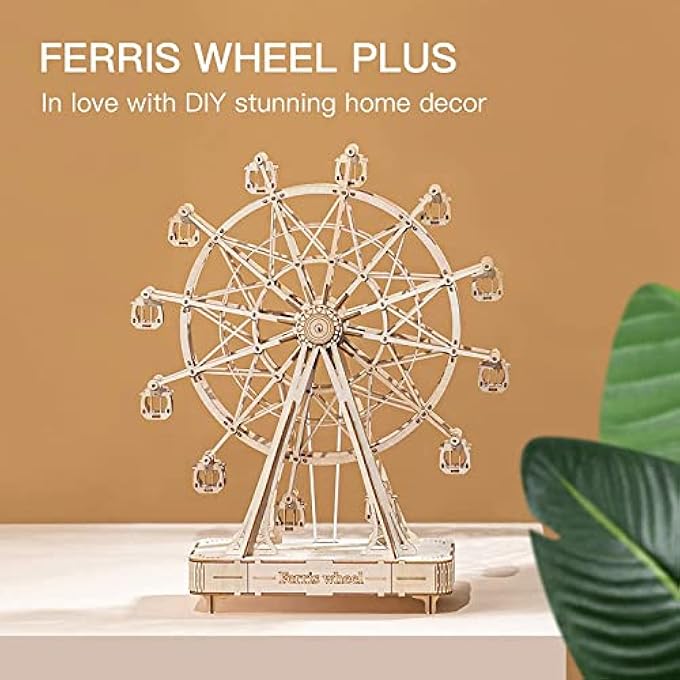 ROKR 3D PUZZLES FOR ADULTS, MODEL KITS FOR ADULTS, WOODEN MUSIC BOX,DIY CRAFT KITS FOR ADULTS TEEN BOY GIFTS ON BIRTHDAY CHRISTMAS - FERRIS WHEEL (232 PCS) - Image 3